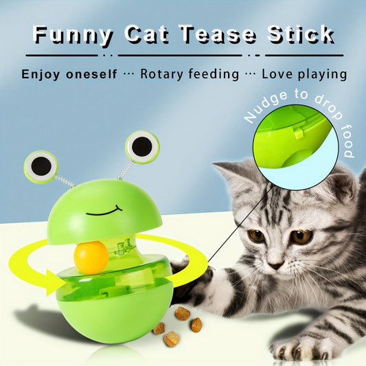 KFX-4119101 Green Frog Tumbler Cat Toy with Food Dropping Feature