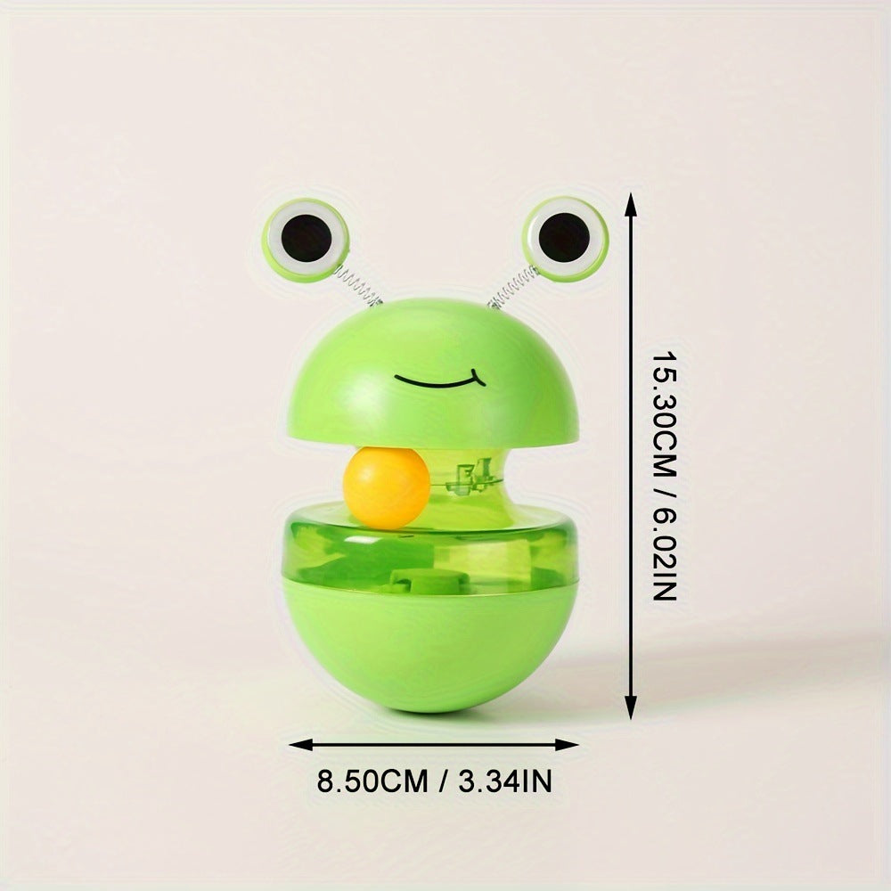 KFX-4119101 Green Frog Tumbler Cat Toy with Food Dropping Feature