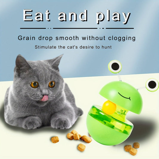 KFX-4119101 Green Frog Tumbler Cat Toy with Food Dropping Feature