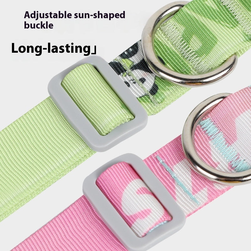 KFX-4120253 Cartoon Gradient Adjustable Dog Collar with Panda Design in Multiple Sizes