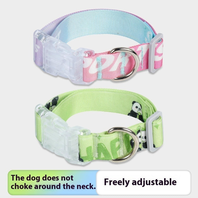 KFX-4120253 Cartoon Gradient Adjustable Dog Collar with Panda Design in Multiple Sizes