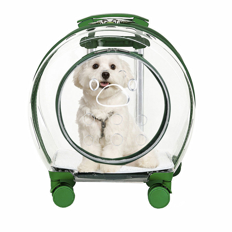 KFX-4120509 Transparent Space Capsule Pet Trolley Bag - Geometric Pattern, Medium Hard Material, 7.5kg Capacity
