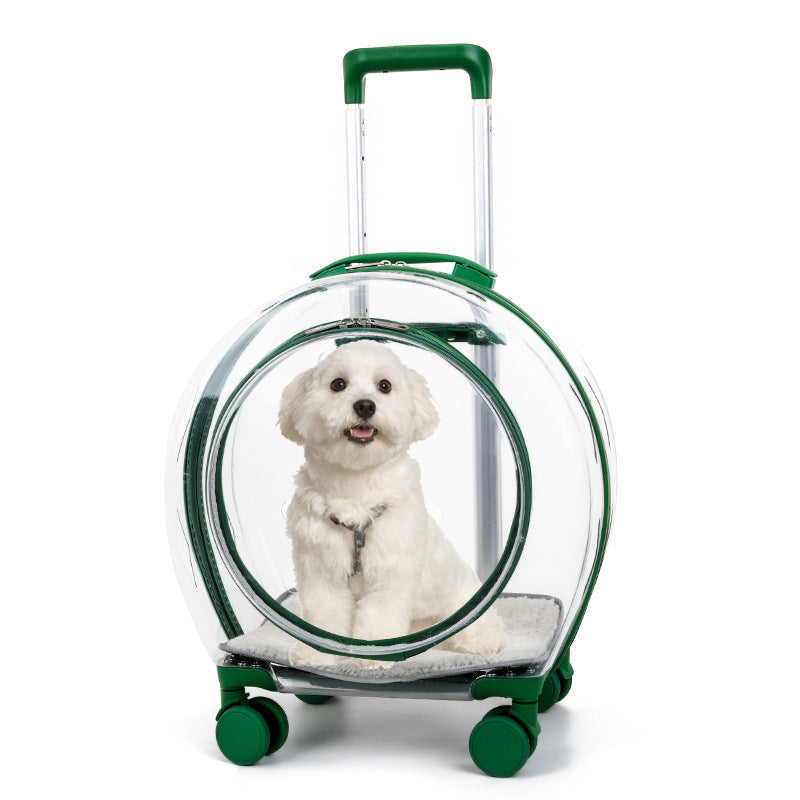 KFX-4120509 Transparent Space Capsule Pet Trolley Bag - Geometric Pattern, Medium Hard Material, 7.5kg Capacity