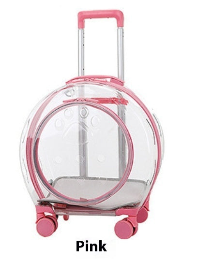 KFX-4120509 Transparent Space Capsule Pet Trolley Bag - Geometric Pattern, Medium Hard Material, 7.5kg Capacity
