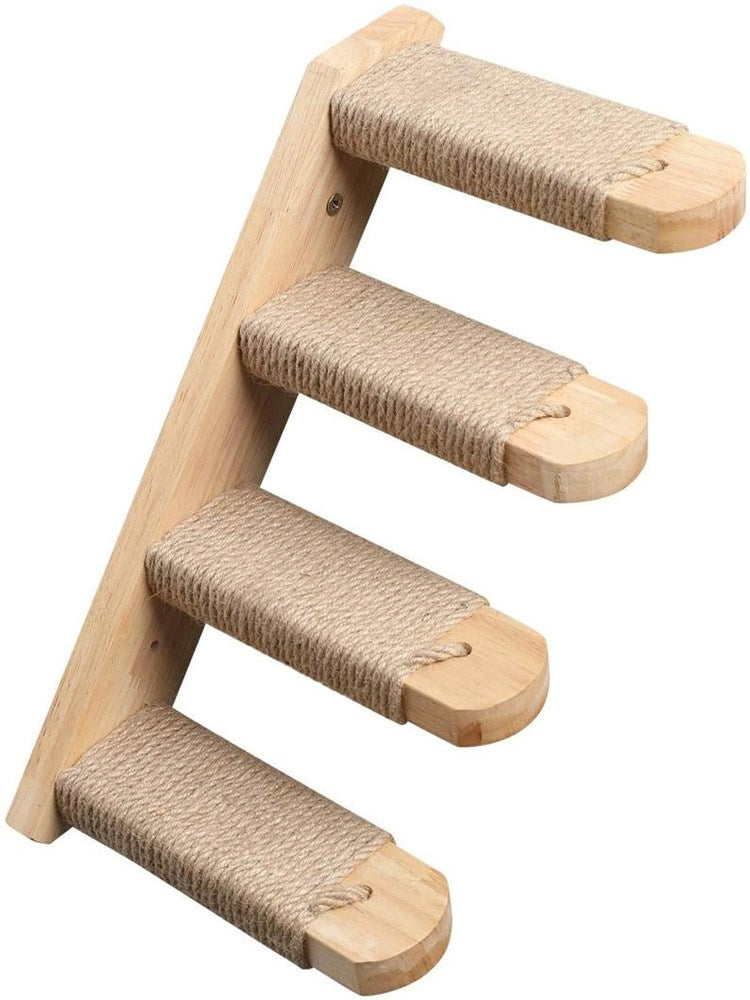KFX-4121533 Wooden Multi-layer Cat Wall Ladder Stairs Springboard Toy - Pine Material