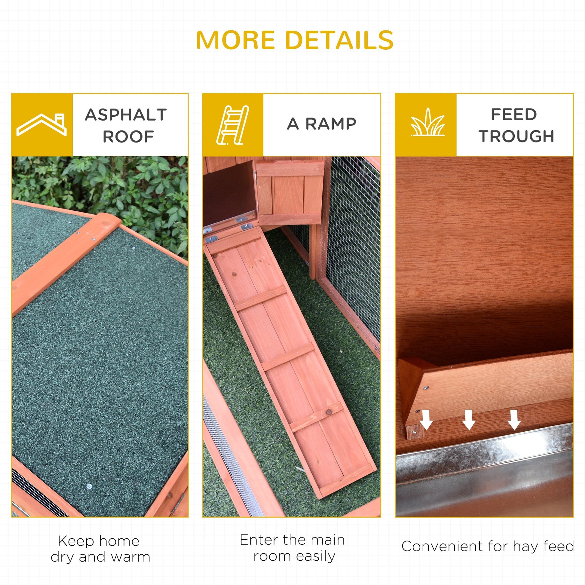 KFX-4121917 Outdoor Wooden Rabbit Hutch with Detachable Run, 62" Animal Habitat for Small Pets