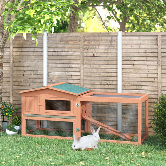 KFX-4121917 Outdoor Wooden Rabbit Hutch with Detachable Run, 62" Animal Habitat for Small Pets