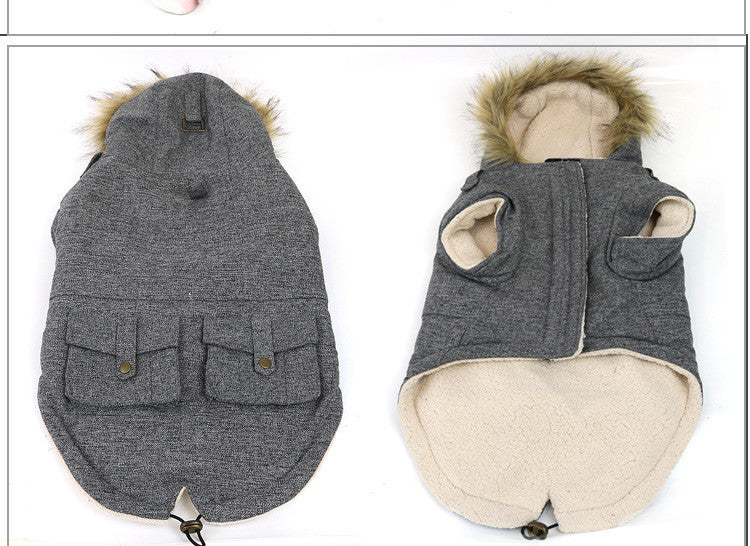 KFX-4122685 Comfortable Thermal Cotton Coat for Dogs and Cats - Grey, Sizes S to XXL