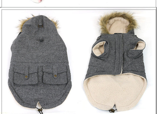 KFX-4122685 Comfortable Thermal Cotton Coat for Dogs and Cats - Grey, Sizes S to XXL