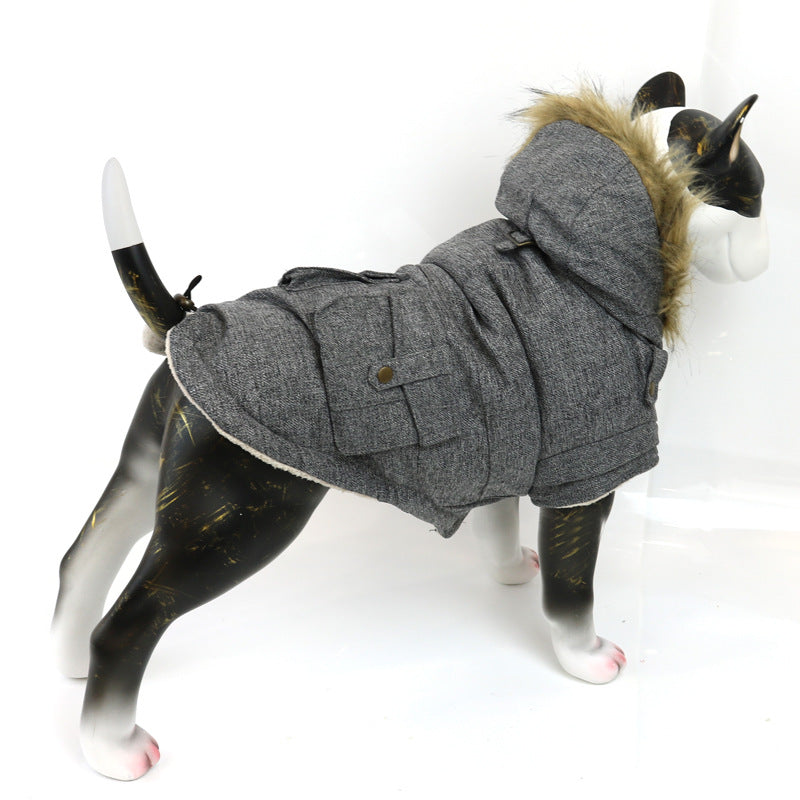 KFX-4122685 Comfortable Thermal Cotton Coat for Dogs and Cats - Grey, Sizes S to XXL