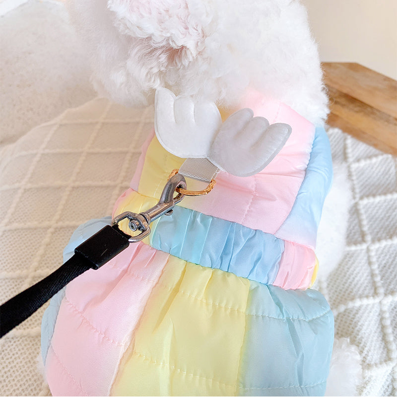 KFX-4122813 Rainbow Cotton Skirt for Small Pets - Winter Style, Thickened Design