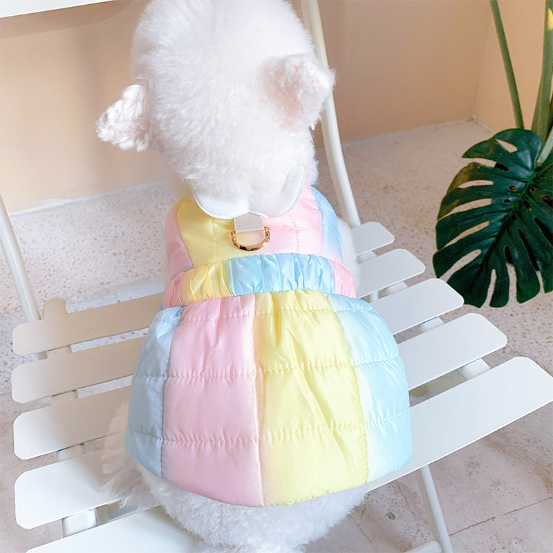 KFX-4122813 Rainbow Cotton Skirt for Small Pets - Winter Style, Thickened Design
