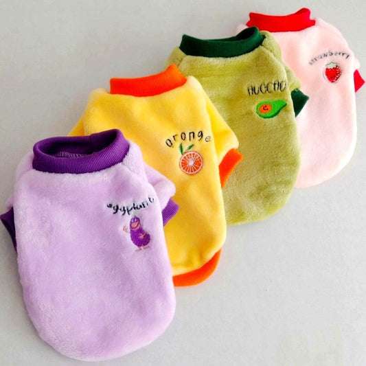 KFX-4124605 Fruit-Inspired Fleece Dog Hoodie in Multiple Colors and Sizes