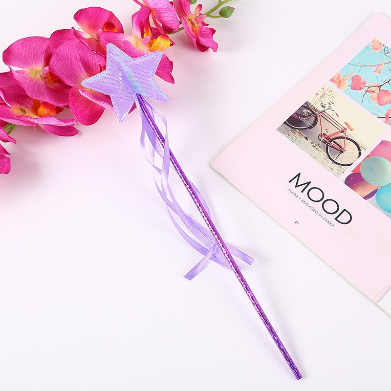 KFX-4124861 Five-Pointed Star Tassel Cat Teaser Toy in Pink, White, Blue, and Purple