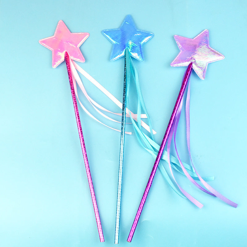 KFX-4124861 Five-Pointed Star Tassel Cat Teaser Toy in Pink, White, Blue, and Purple