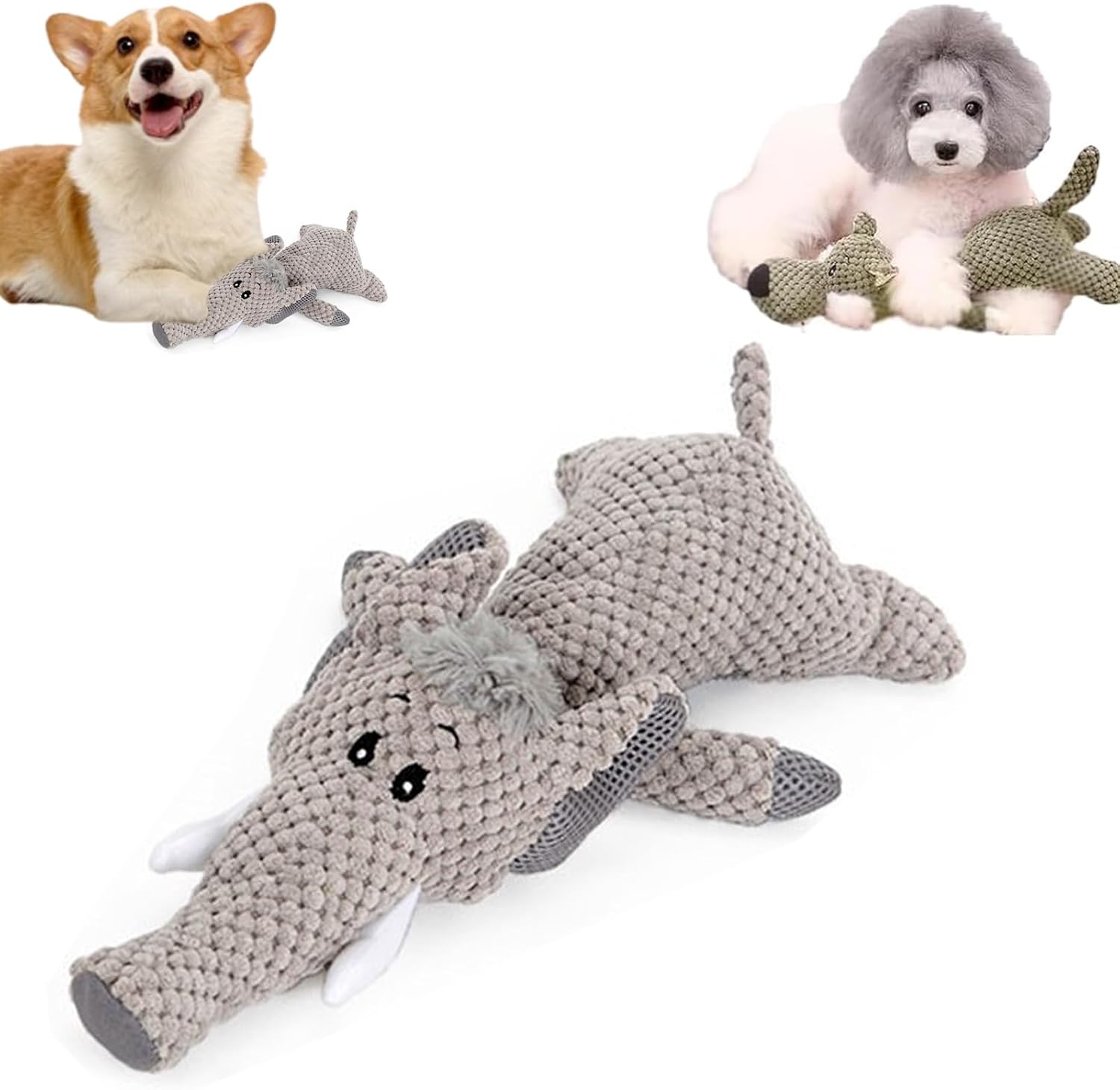 KFX-4126653 Indestructible Dog Chew Toy for Heavy Chewers - Plush Rope Squeaky Toy with Teeth Cleaning Features