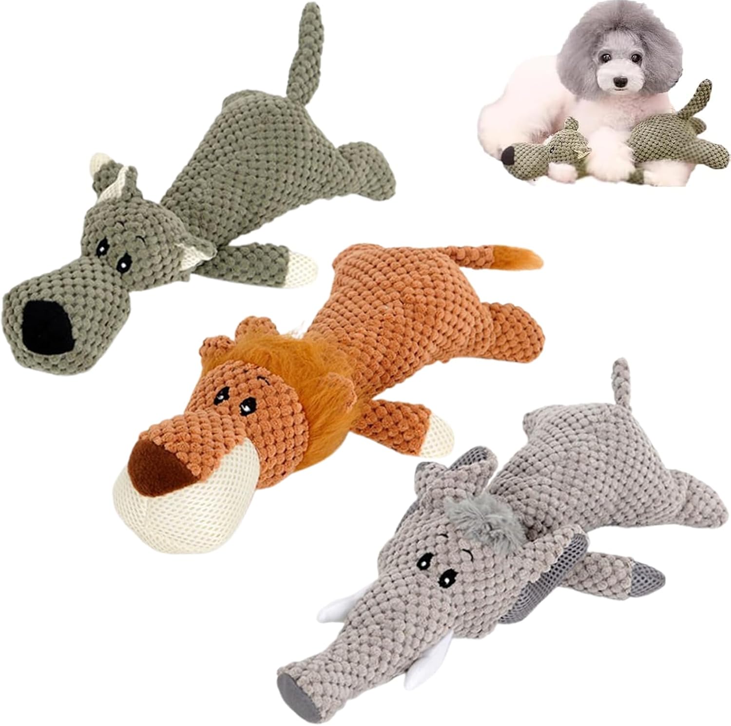 KFX-4126653 Indestructible Dog Chew Toy for Heavy Chewers - Plush Rope Squeaky Toy with Teeth Cleaning Features
