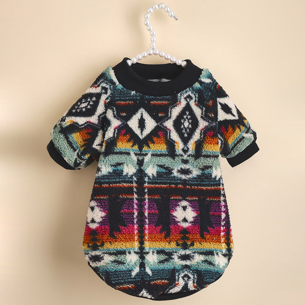 KFX-4129085 Ethnic Style Thickened Fleece Sweater for Cats and Dogs