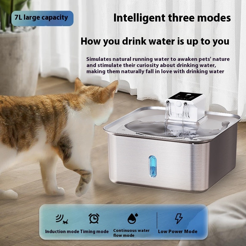KFX-4129853 Rechargeable Stainless Steel Wireless Pet Water Fountain with Upgraded Filter for Dogs and Cats