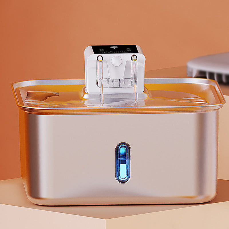 KFX-4129853 Rechargeable Stainless Steel Wireless Pet Water Fountain with Upgraded Filter for Dogs and Cats
