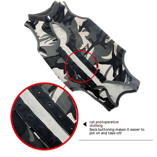 KFX-4132157 Post-Surgery Breathable Camouflage Pet Clothing for Cats - Size S, M, L