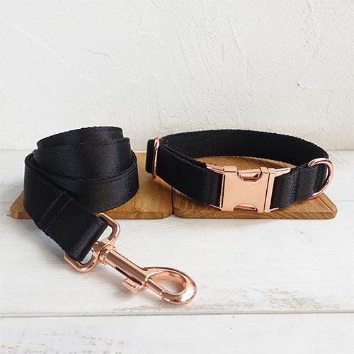 KFX-4133565 Stylish Black Soft Collar and Leash Set with Bow Tie for Dogs and Cats
