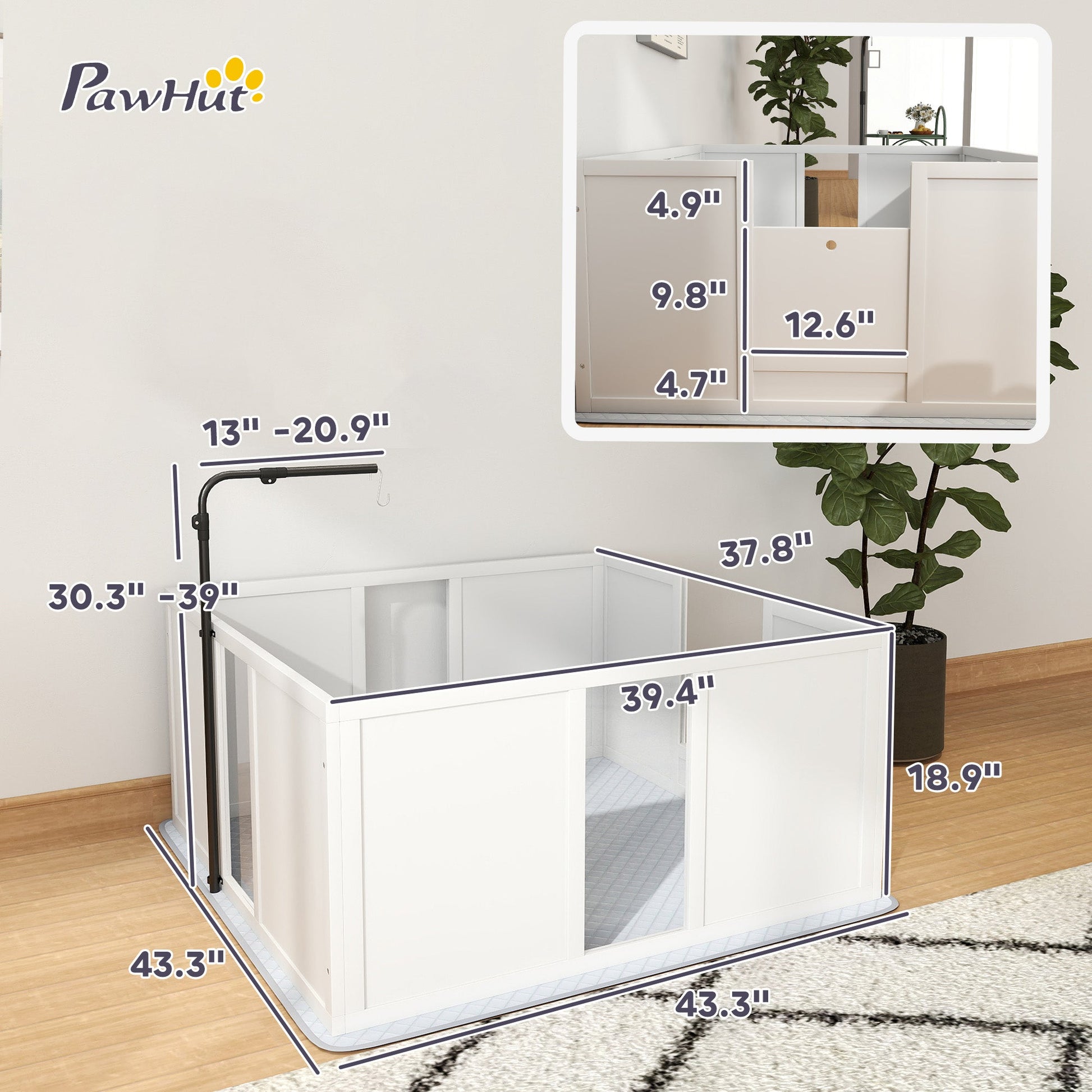 KFX-4135229 Whelping Box for Medium Dogs with Adjustable Light Stand and Removable Panels