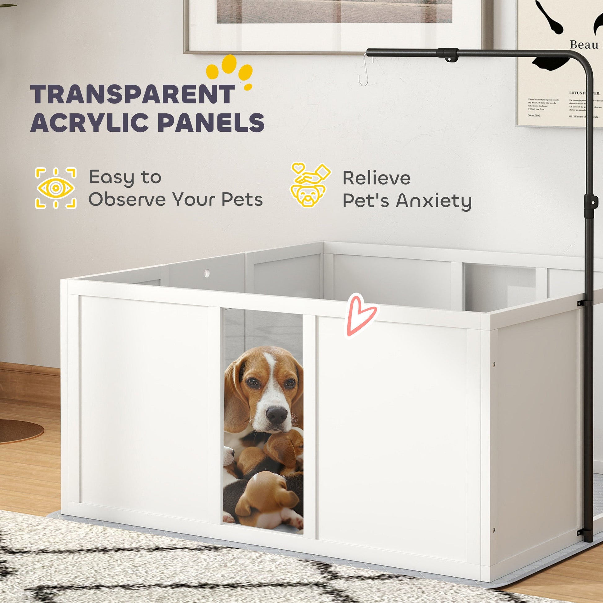 KFX-4135229 Whelping Box for Medium Dogs with Adjustable Light Stand and Removable Panels