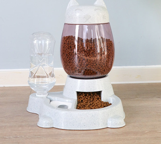 KFX-4135741 Automatic Pet Water Dispenser and Food Bowl for Cats and Small Dogs, Non-Wet Mouth Design, Anti-Overturning Base