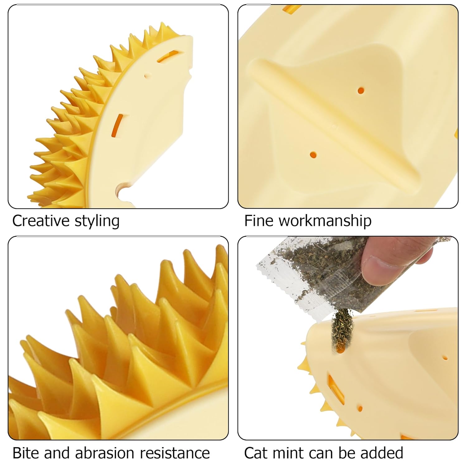 KFX-4137021 Durian-Shaped Cat Corner Scratcher and Self-Grooming Massage Comb for Indoor Cats