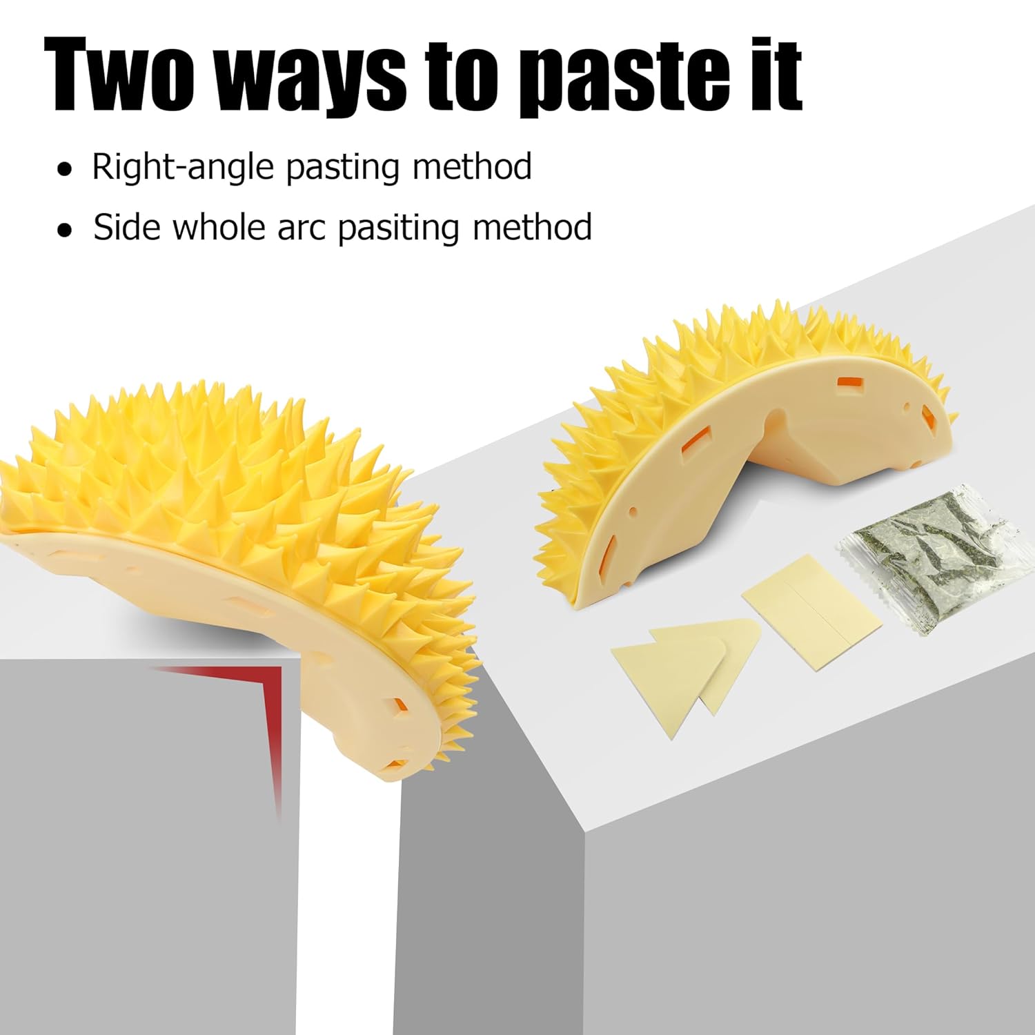 KFX-4137021 Durian-Shaped Cat Corner Scratcher and Self-Grooming Massage Comb for Indoor Cats