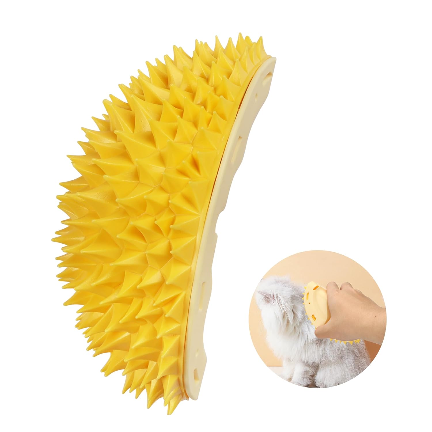 KFX-4137021 Durian-Shaped Cat Corner Scratcher and Self-Grooming Massage Comb for Indoor Cats