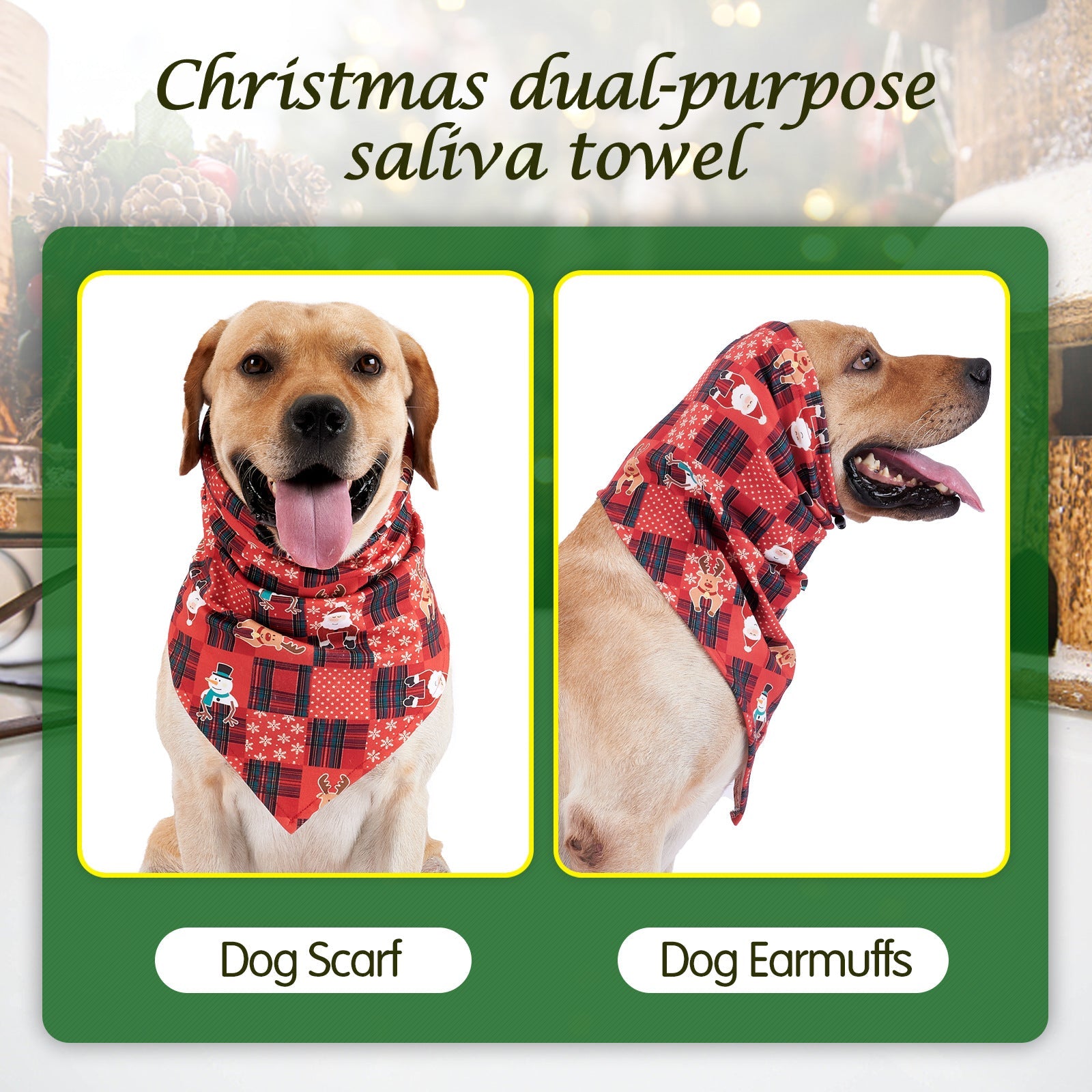 KFX-4137149 Stylish Velvet Dog Headscarf in Halloween Red and Green - Available in Sizes S, M, L