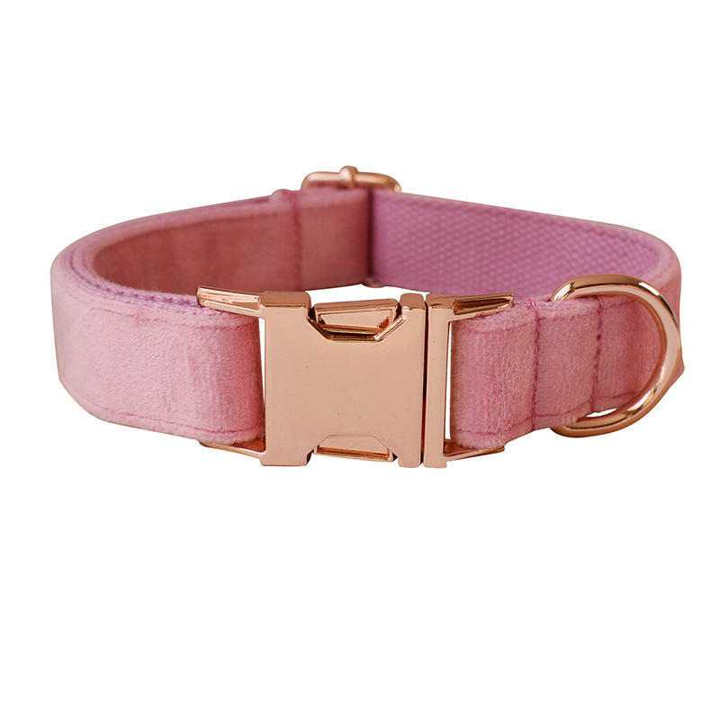 KFX-4138813 Rose Gold Buckle Flannelette Dog Harness Set with Leash, Bow and Flower Accents