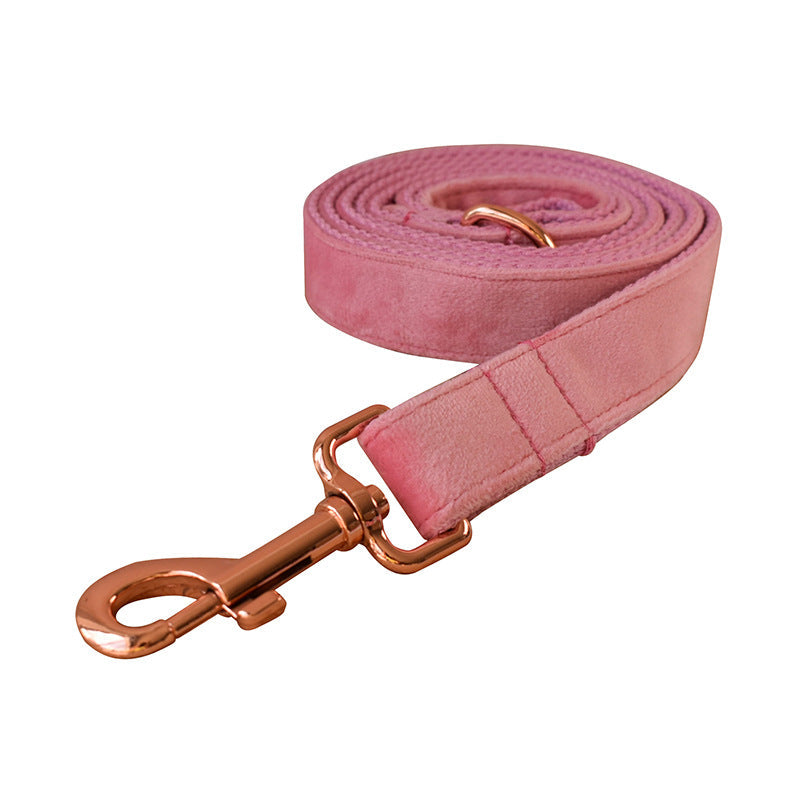 KFX-4138813 Rose Gold Buckle Flannelette Dog Harness Set with Leash, Bow and Flower Accents