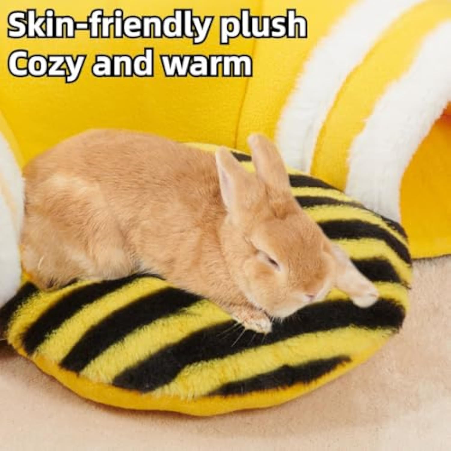 KFX-4139581 Soft Bee-Shaped Tunnel Bed for Small Animals, Removable Guinea Pig Tunnels and Tubes, Suitable for Rats, Hamsters, Hedgehogs, and Chinchillas