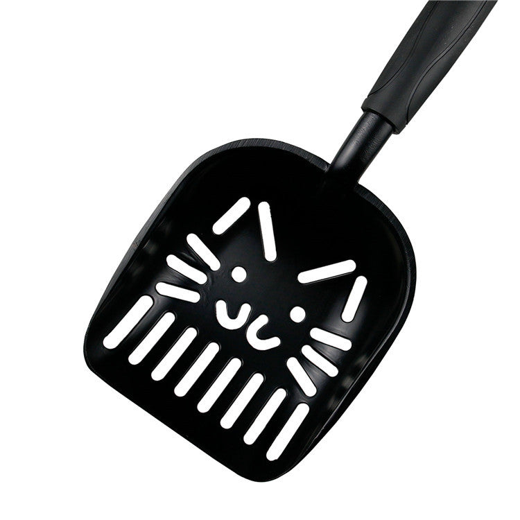 KFX-4140989 Large Cat Litter Scoop with Oblique and Cat Face Holes - Plastic Handle Cleaning Tool