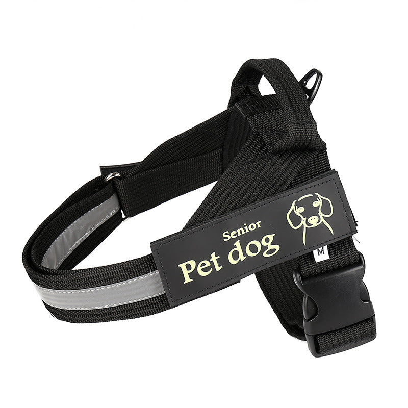 KFX-4141373 Dog Walking Chain Leash with Nylon Chest Harness for Medium and Large Dogs