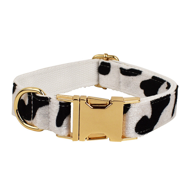 KFX-4141501 Cows Print Dog Collar Bow and Vest Set with Leash and Waste Bag