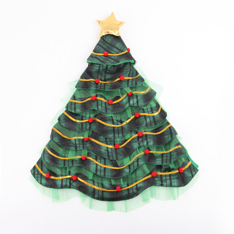 KFX-4143677 Christmas Tree Cape Pet Costume with Star Hat for Cats - Small Clothes Suit