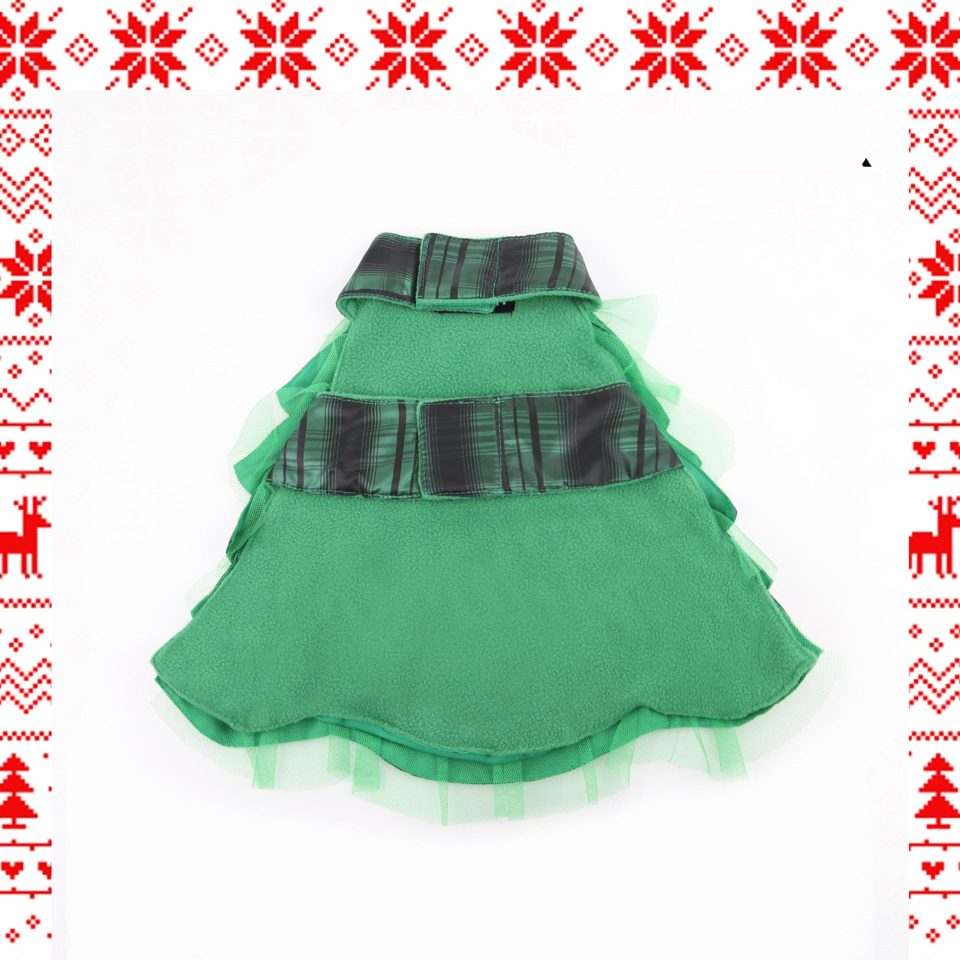 KFX-4143677 Christmas Tree Cape Pet Costume with Star Hat for Cats - Small Clothes Suit