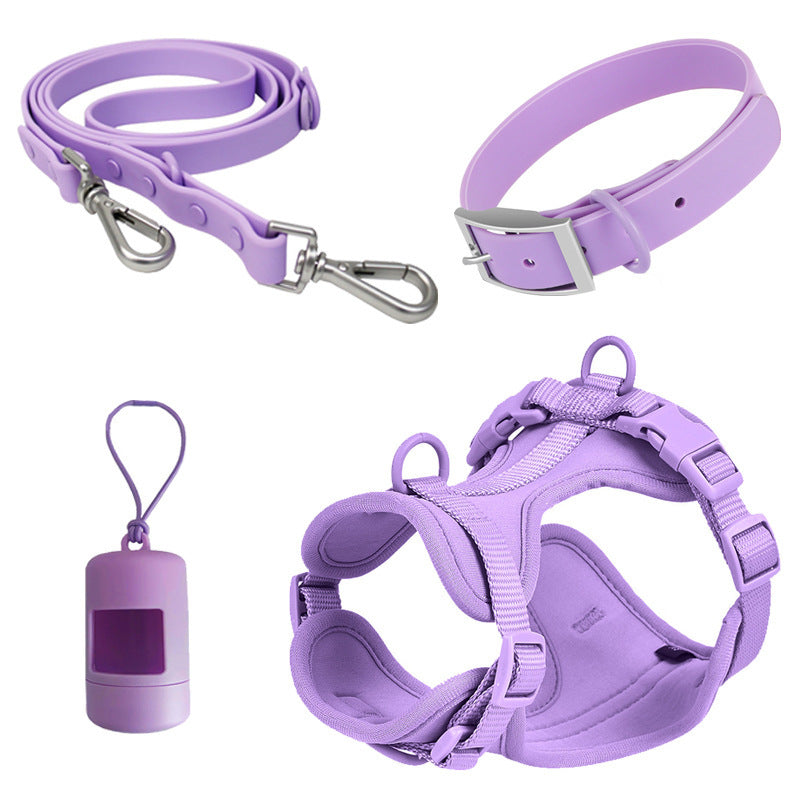 KFX-4144573 Double Layer Pet Chest Strap Set with PVC Traction Rope - Multiple Color Options Available