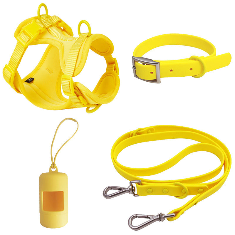 KFX-4144573 Double Layer Pet Chest Strap Set with PVC Traction Rope - Multiple Color Options Available