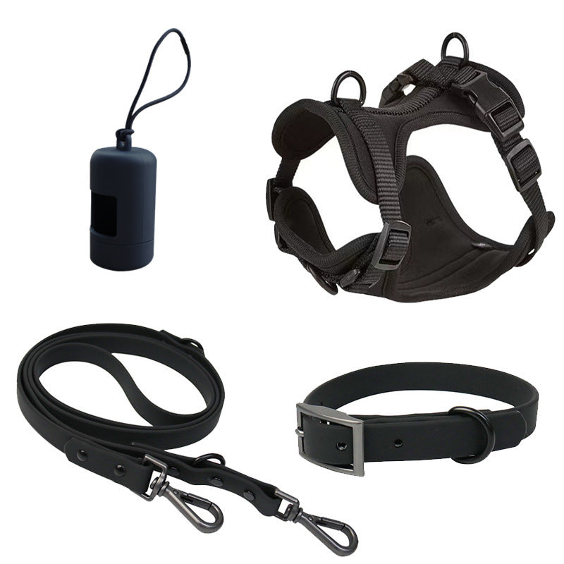 KFX-4144573 Double Layer Pet Chest Strap Set with PVC Traction Rope - Multiple Color Options Available