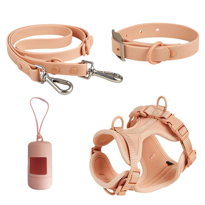 KFX-4144573 Double Layer Pet Chest Strap Set with PVC Traction Rope - Multiple Color Options Available