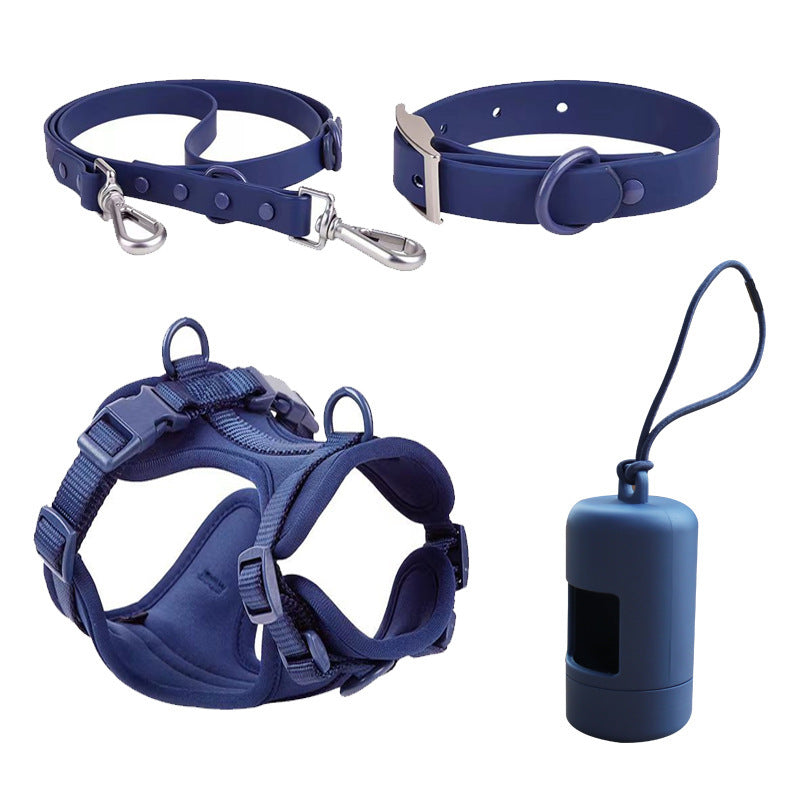 KFX-4144573 Double Layer Pet Chest Strap Set with PVC Traction Rope - Multiple Color Options Available