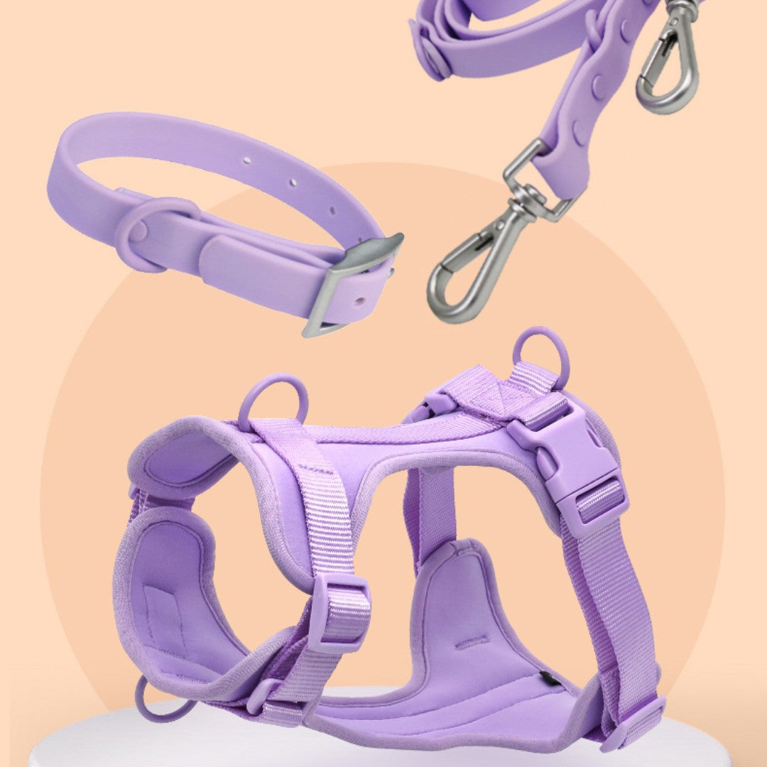 KFX-4144573 Double Layer Pet Chest Strap Set with PVC Traction Rope - Multiple Color Options Available