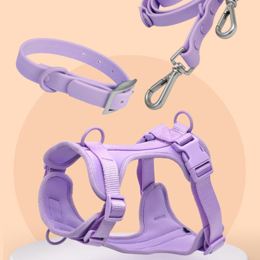 KFX-4144573 Double Layer Pet Chest Strap Set with PVC Traction Rope - Multiple Color Options Available