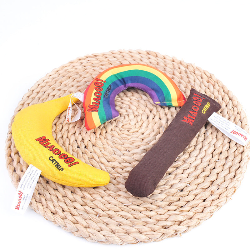 KFX-4144957 Catnip-Filled Banana Plush Toy for Fun and Playful Cats