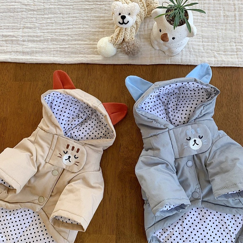 KFX-4145853 Small Pet Coat for Puppies and Kittens - Beige, Cloud Blue, Brown - Sizes XS to XL